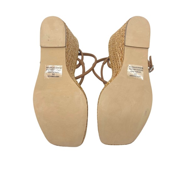 Steve Madden Tan Raffia Wedge Sandals Strappy Espadrille Platform Size 9 NWOB - Picture 10 of 11